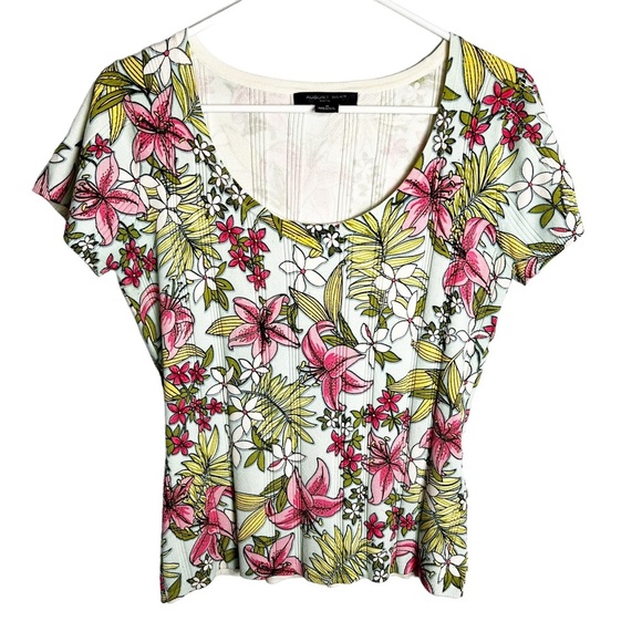 August Silk - Floral Knit Baby Doll Tee‎ - Sz. M - Picture 1 of 6